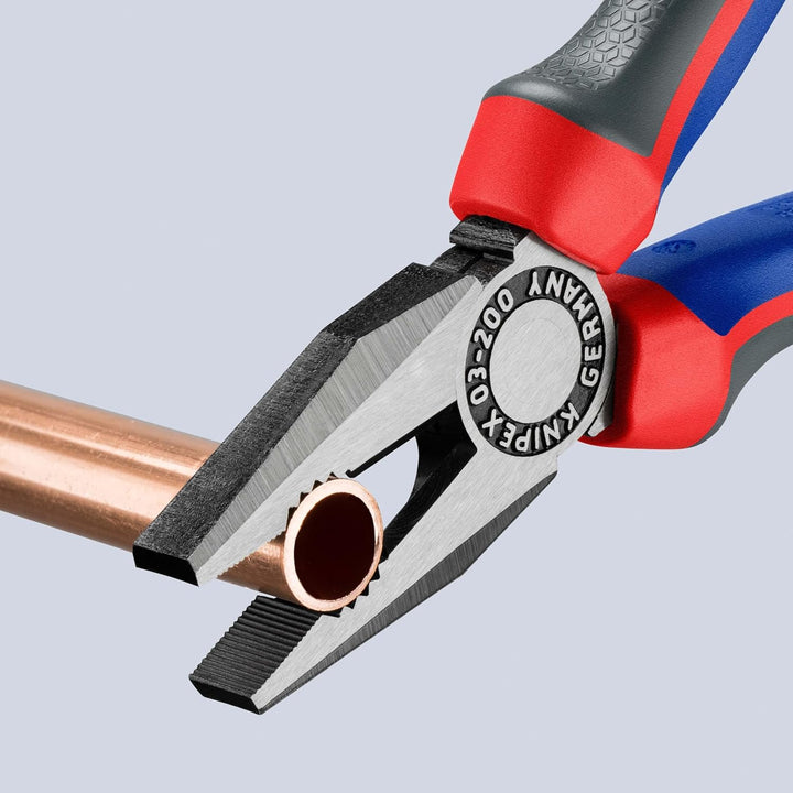 Knipex Kombizange schwarz atramentiert, mit Mehrkomponenten-Hüllen 200 mm 03 02 200 200 mm atramenti