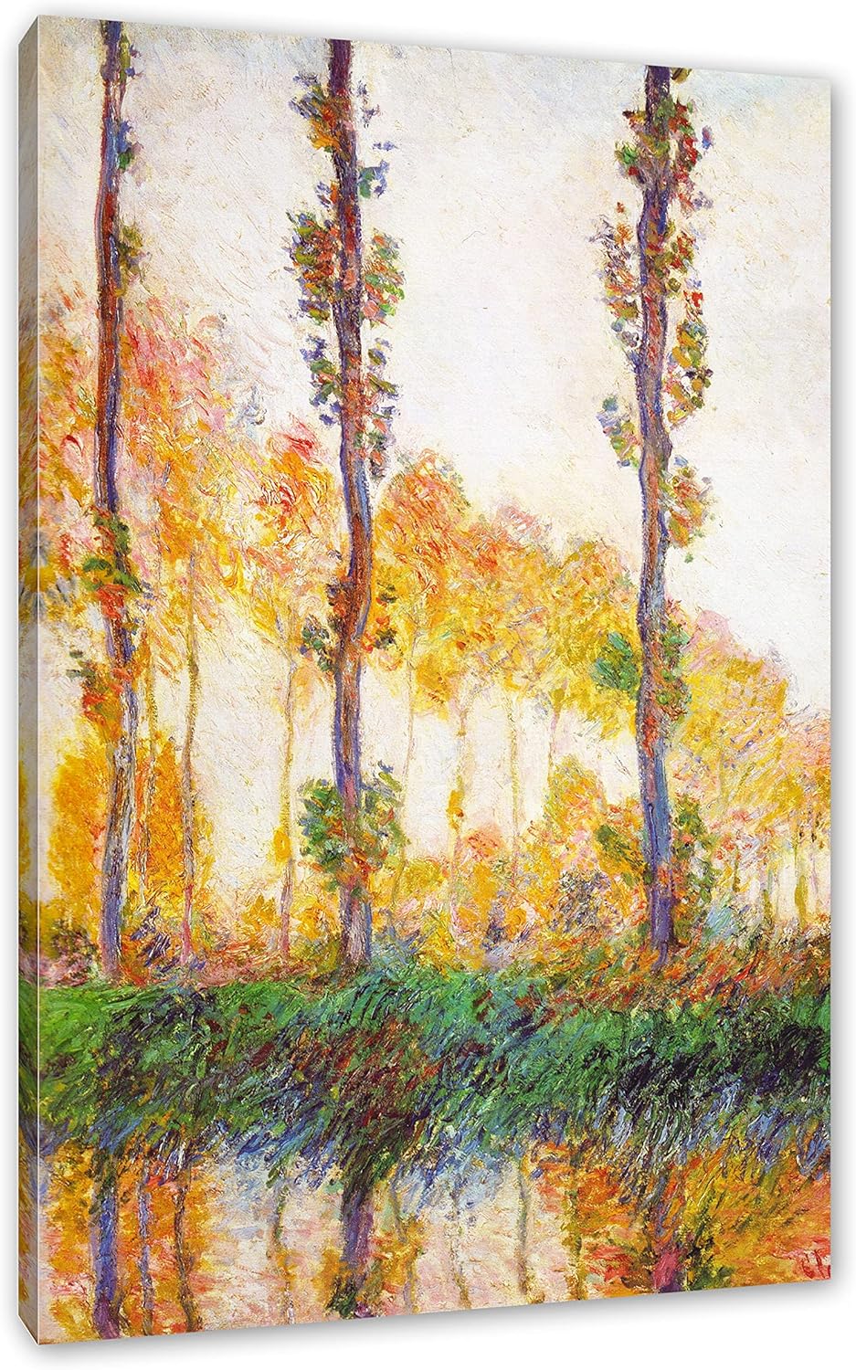 Claude Monet - Pappeln im Herbst als Leinwandbild / Grösse: 100x70 cm / Wandbild / Kunstdruck / fert
