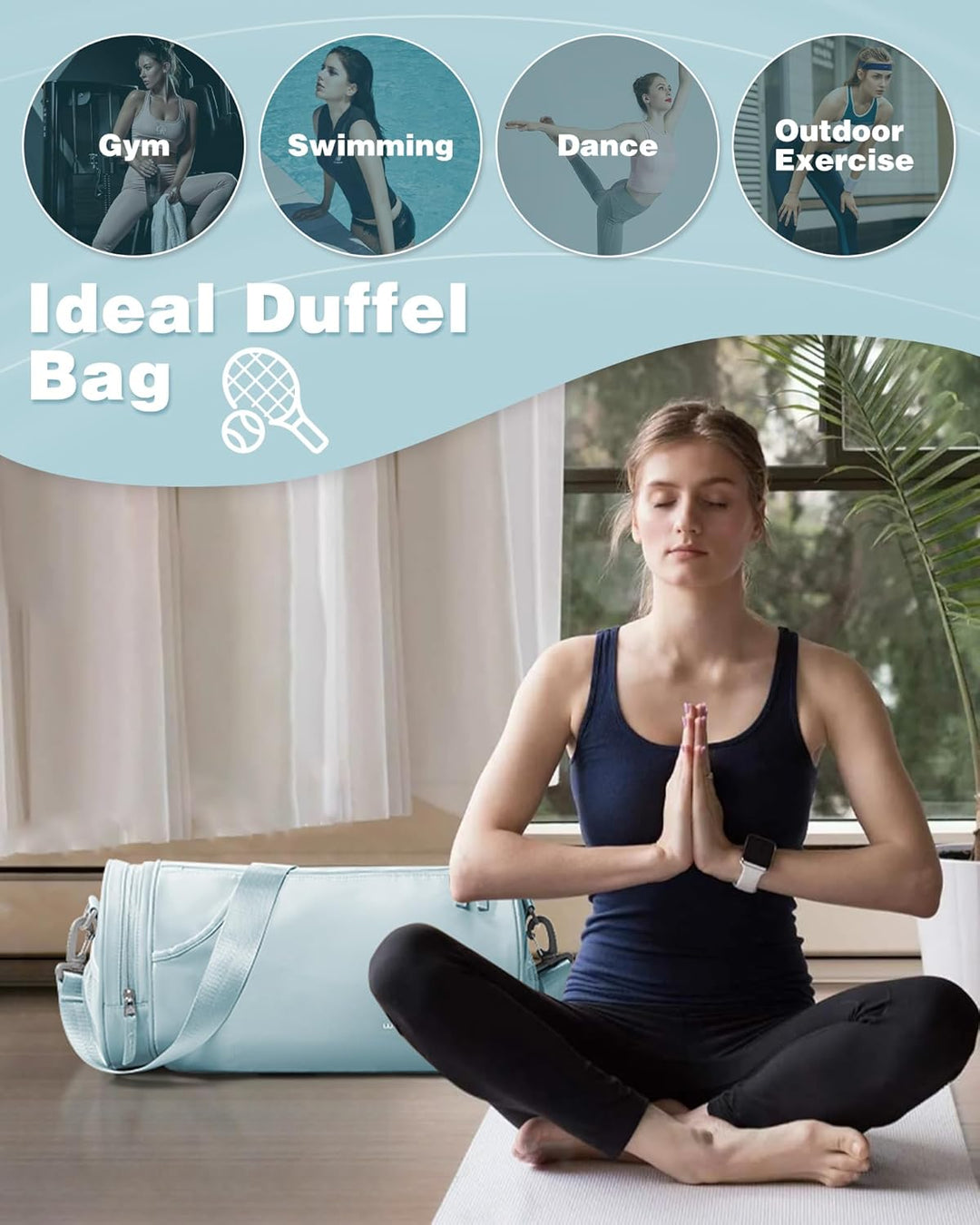 SZSYCN Sporttasche Damen Klein, Sport Duffel Bag mit nassfach & schuhfach, Leichte wasserdichte Trai