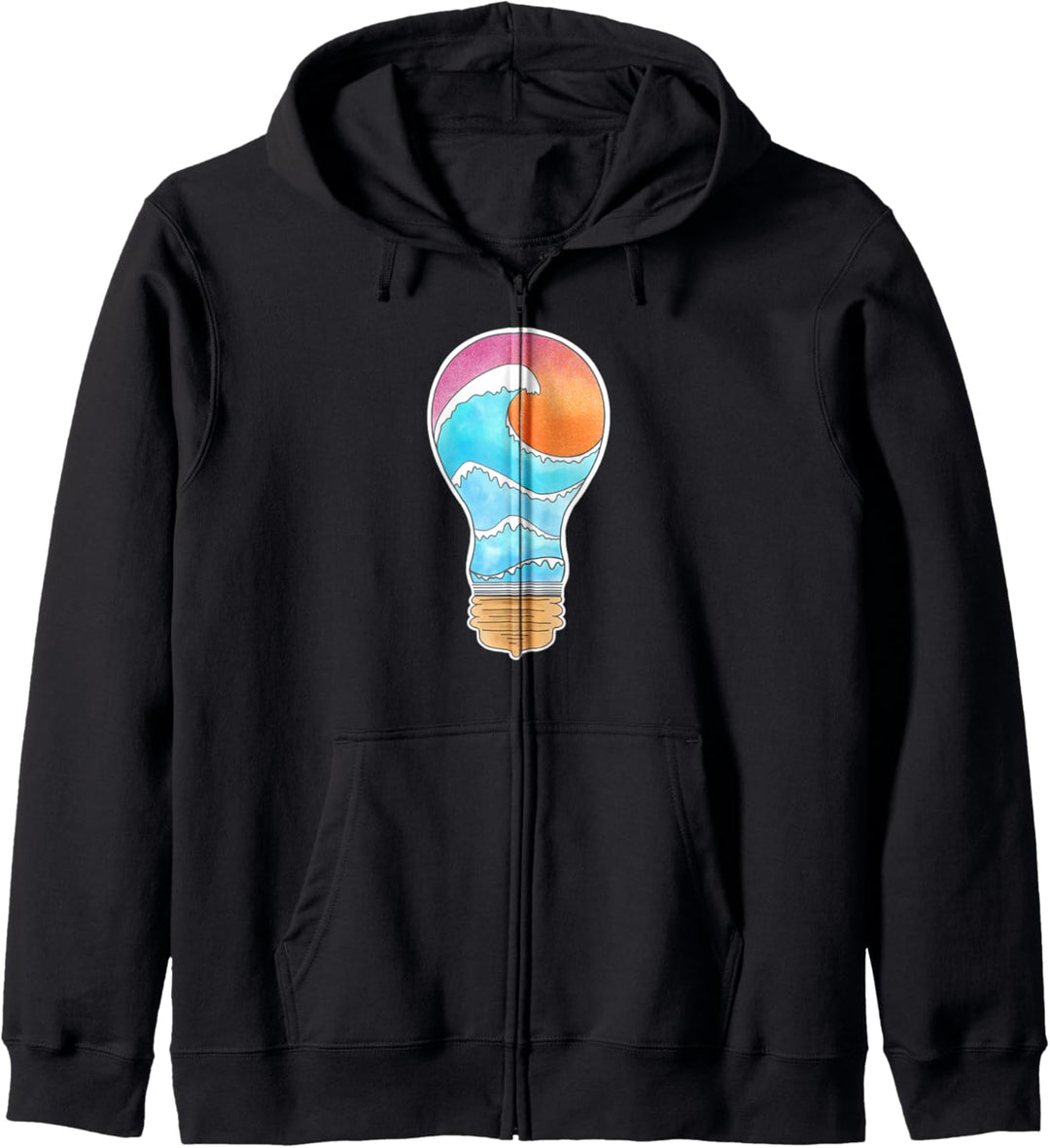 Glühlampen-Meereswogen-Sonnenuntergang in einer Glühlampe Kapuzenjacke