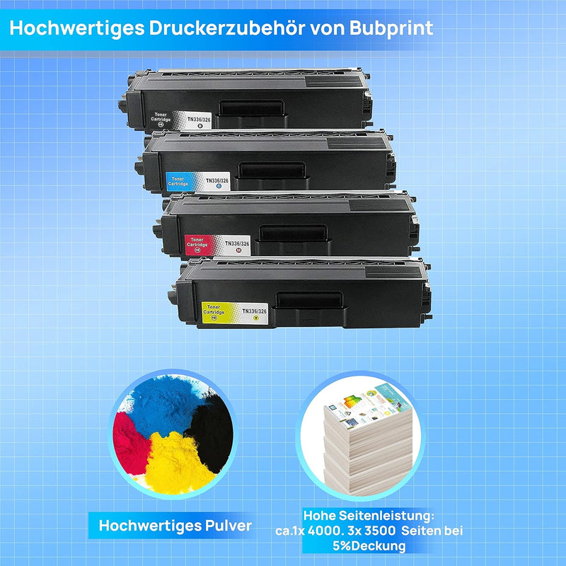 4 Toner kompatibel als Ersatz für Brother TN-326 TN-326BK TN-326C TN-326M TN-326Y für DCP-L8400CDN D