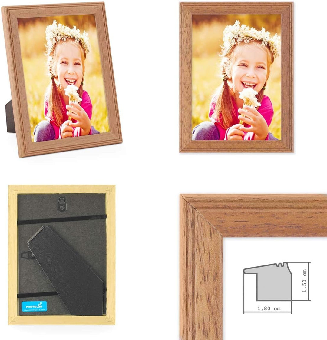 PHOTOLINI Bilderrahmen 13x18 cm Holz Eiche-Optik Landhaus-Stil, 3er Set Holz-Rahmen, Made in Germany