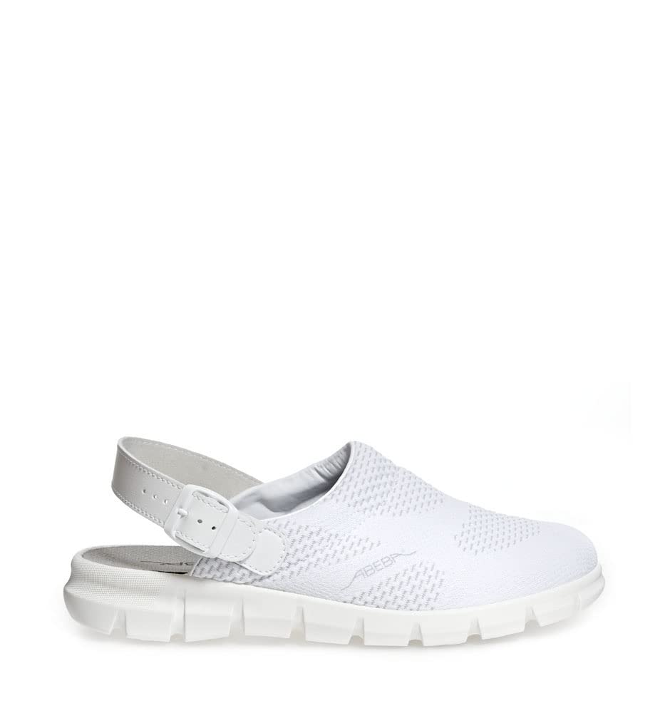 Abeba Clog 7329 - Dynamic gestricktes Textil weiss 35 EU, 35 EU