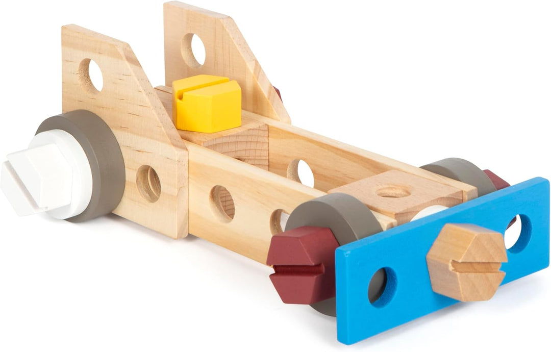 small foot Werkzeugkoffer „Workshop“, mit Werkzeug und Zubehör aus Holz, für Kinder ab 3 Jahren, 125