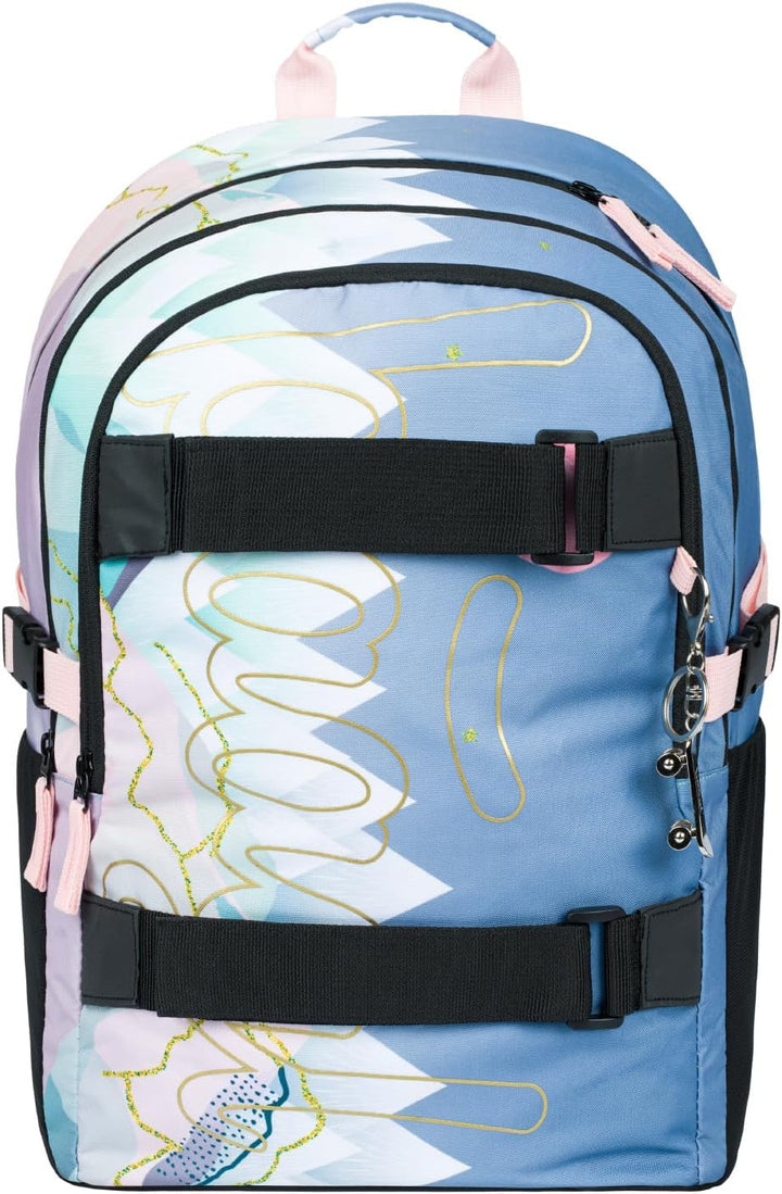 Baagl Schulrucksack Set Mädchen 5-Teilig, Schultasche ab 3. Klasse, Grundschule Ranzen mit Brustgurt