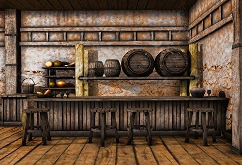 Renaiss 3x2.5m Rustikale Shabby Saloon Taverne Hintergrund Holz Bar Western Cowboy Fotografie Hinter