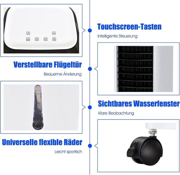 GOPLUS 4 in 1 Luftkühler mit Wasserkühlung, mobiler Ventilator mit 3 Modi & 3 Sufen, 7L Wassertank,