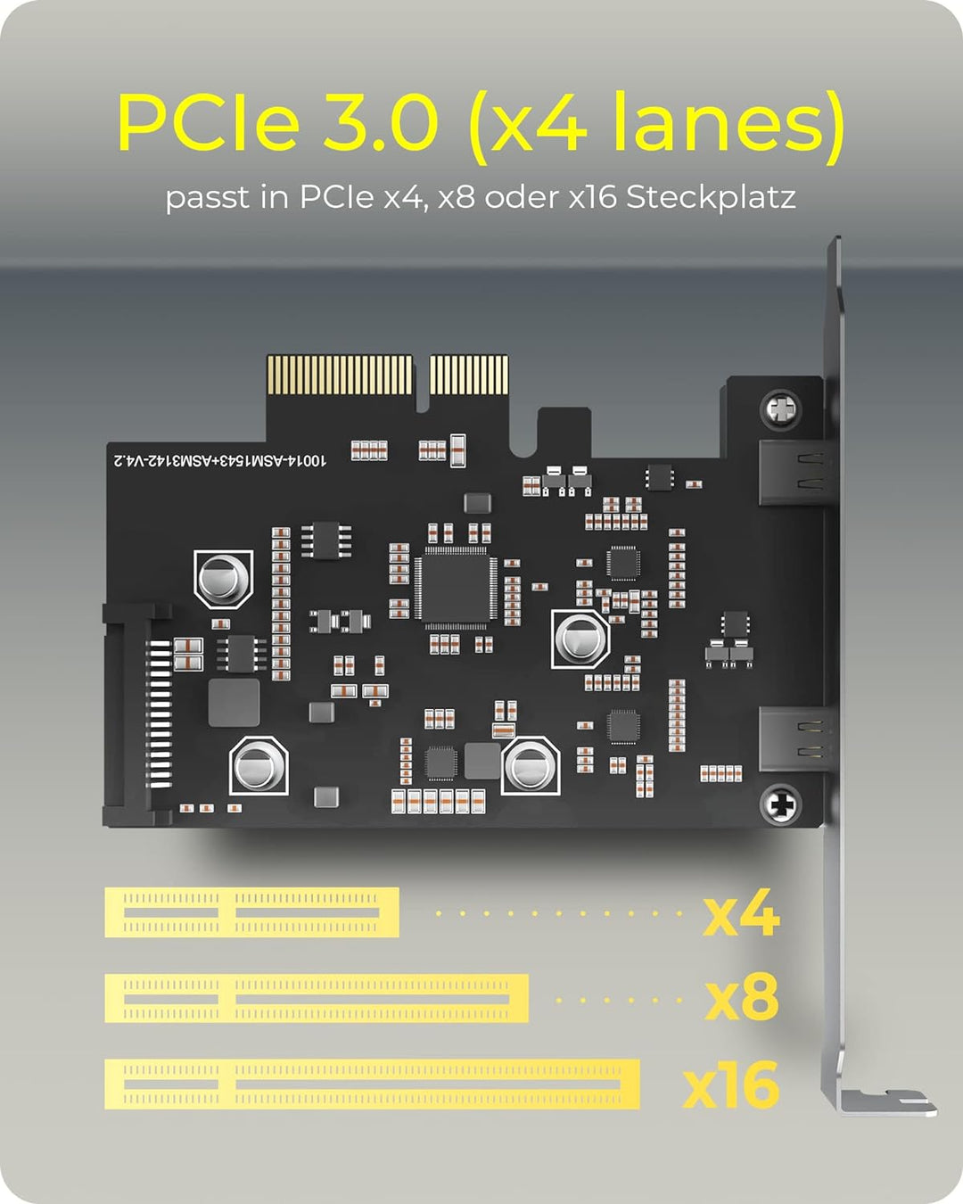 ICY BOX PCIe Kontrollerkarte, 2 x USB-C 3.1 Gen 2 (bis zu 10 Gbps) Anschlüsse, Silber IB-PCI1902-C31
