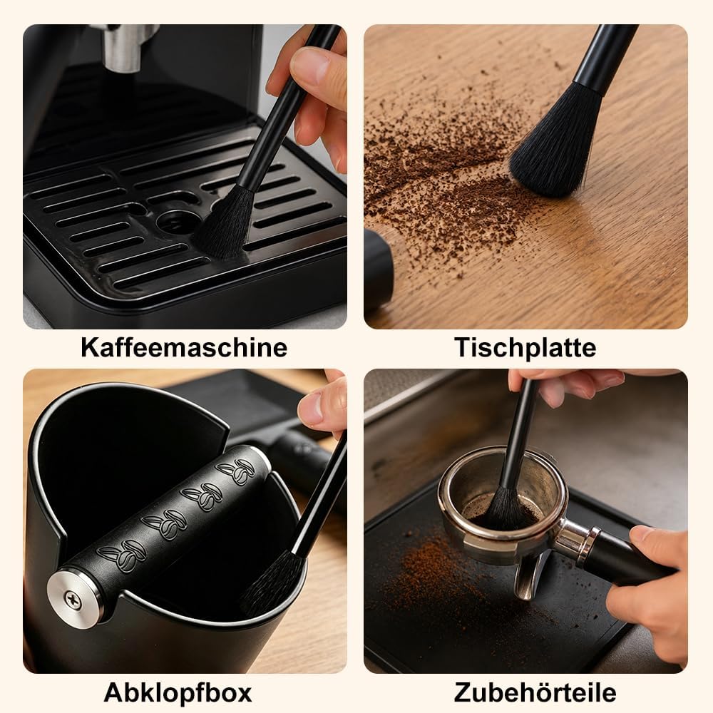 Abklopfbehälter für Siebträger, Espresso Kaffeesatz Abschlagbehälter mit Abnehmbarer Knock Bar und B