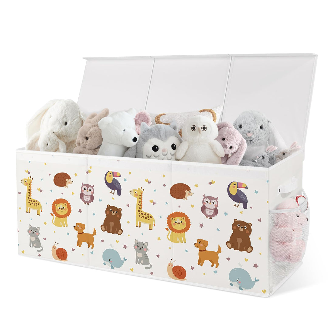 Spielzeugkiste Aufbewahrungsbox mit Deckel Kinder 96 x 32 x 40 cm, Faltbare und Platzsparend für Kin