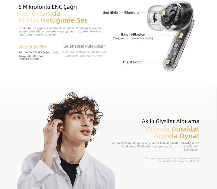 QCY HT08 MeloBuds Pro Hi-Res LDAC Adaptive ANC 6 Mikrofon Bluetooth 5.3 Wireless Kopfhörer Weiss