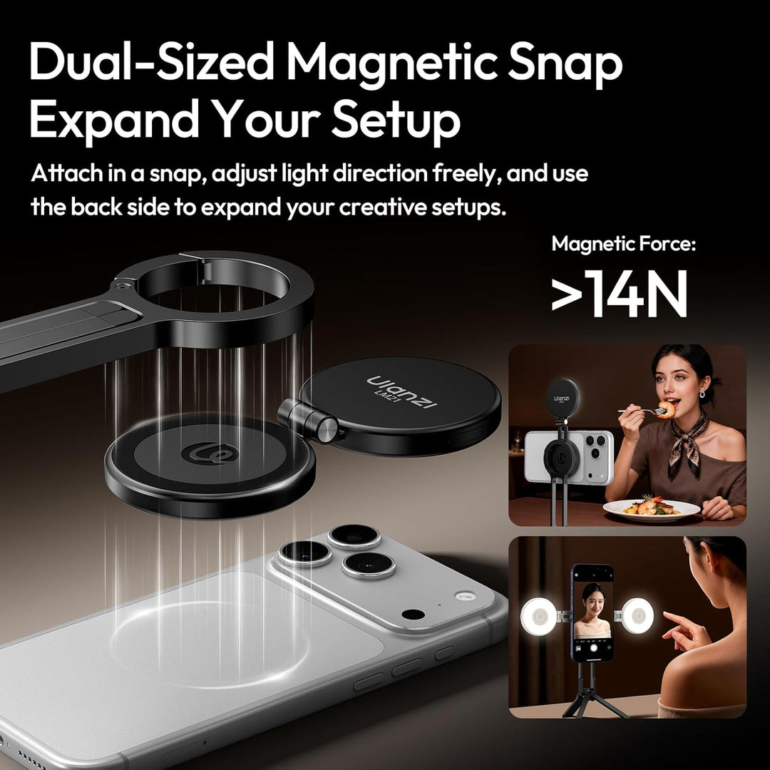 ULANZI LM21 Magnetische Selfie Licht, Selfie Ringlicht für iPhones, Handy Ringlicht mit 3 Farbtemper