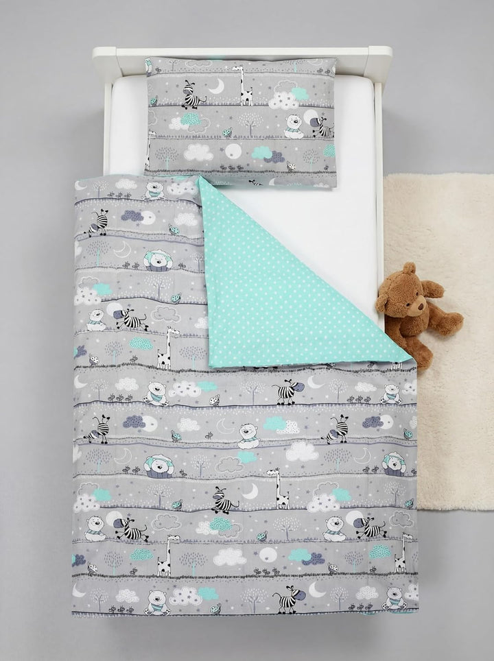 TupTam Kinder Bettwäsche Gemustert 2-Teilig Wendebettwäsche, Farbe: Bärchen Mint, Grösse: 135x100 cm
