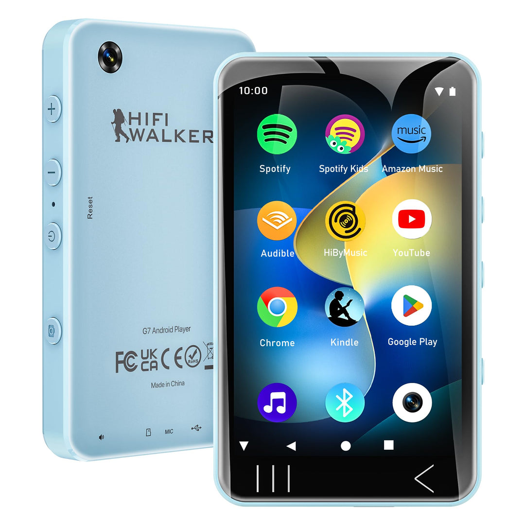 HIFI WALKER G7 MP3-Player mit Bluetooth & WLAN, Android 13, 144 GB Speicher, 3 GB RAM, 4-Zoll HD-Tou