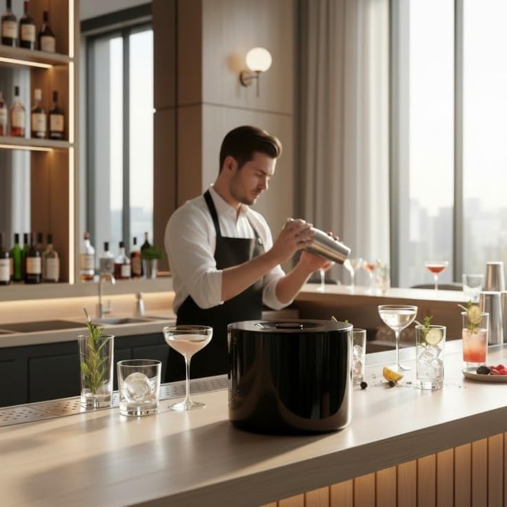 BARCRAFTERS Eiswürfelbehälter rund Kunststoff Eisbox Eisbehälter Gastro Bar 10 Liter