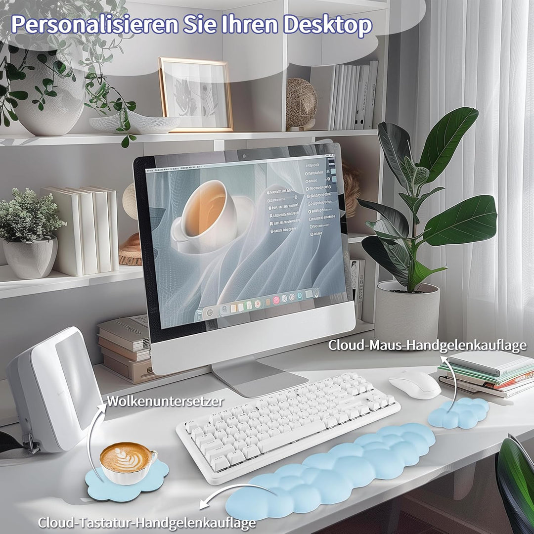 Sushret Wolkenförmige Handballenauflage für Tastatur, ergonomische Tastatur-Handauflage aus PU-Leder