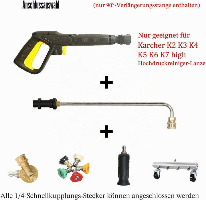 Hochdruckreiniger Verlängerungsstab Lanze für Kärcher K2 K3 K4 K5 K6 K7, 90° abgewinkelte Sprühlanze