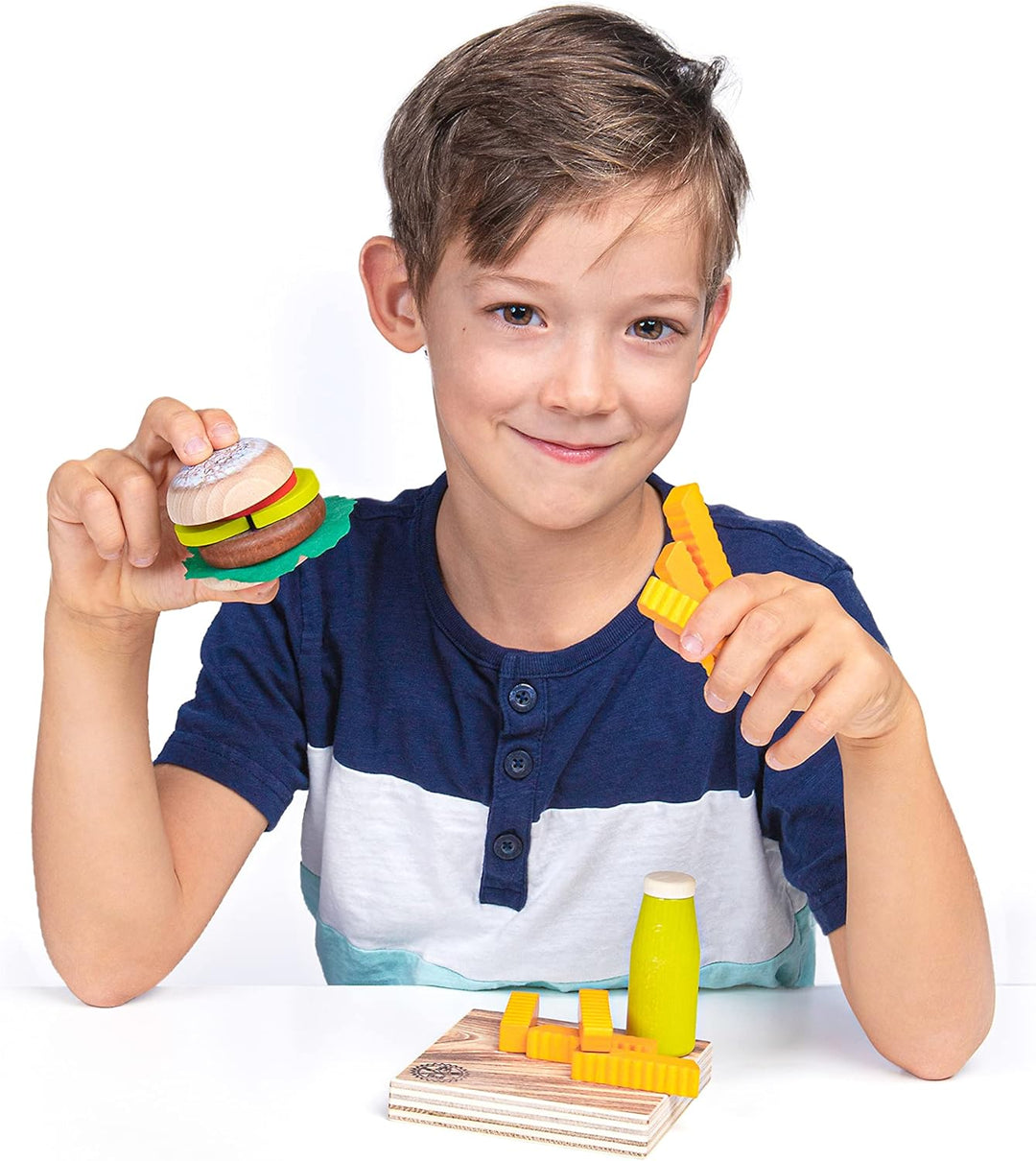 Erzi 28139 Sortierung Veggieburger aus Holz, Kaufladenspielzeug für Kinder | Kaufmannsladen, Rollens