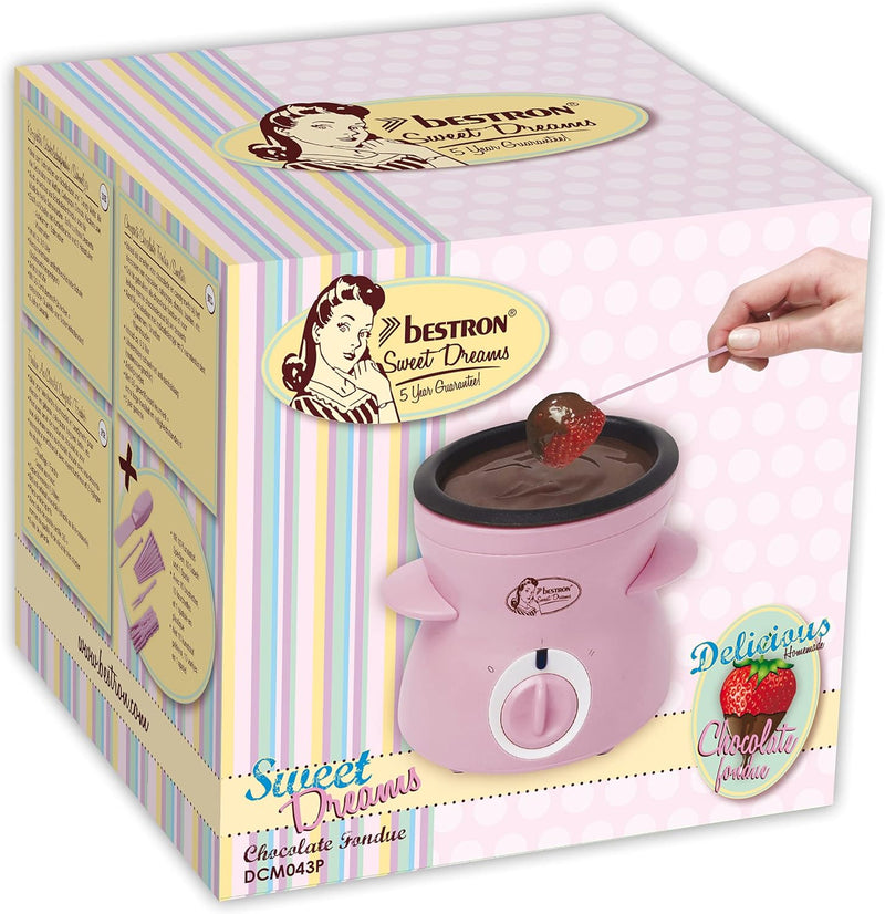 Bestron Schokoladen Fondue für 2 Personen, Mini-Schokofondue-Set, inkl. 10xSpiesse, 10xGabeln und 1x