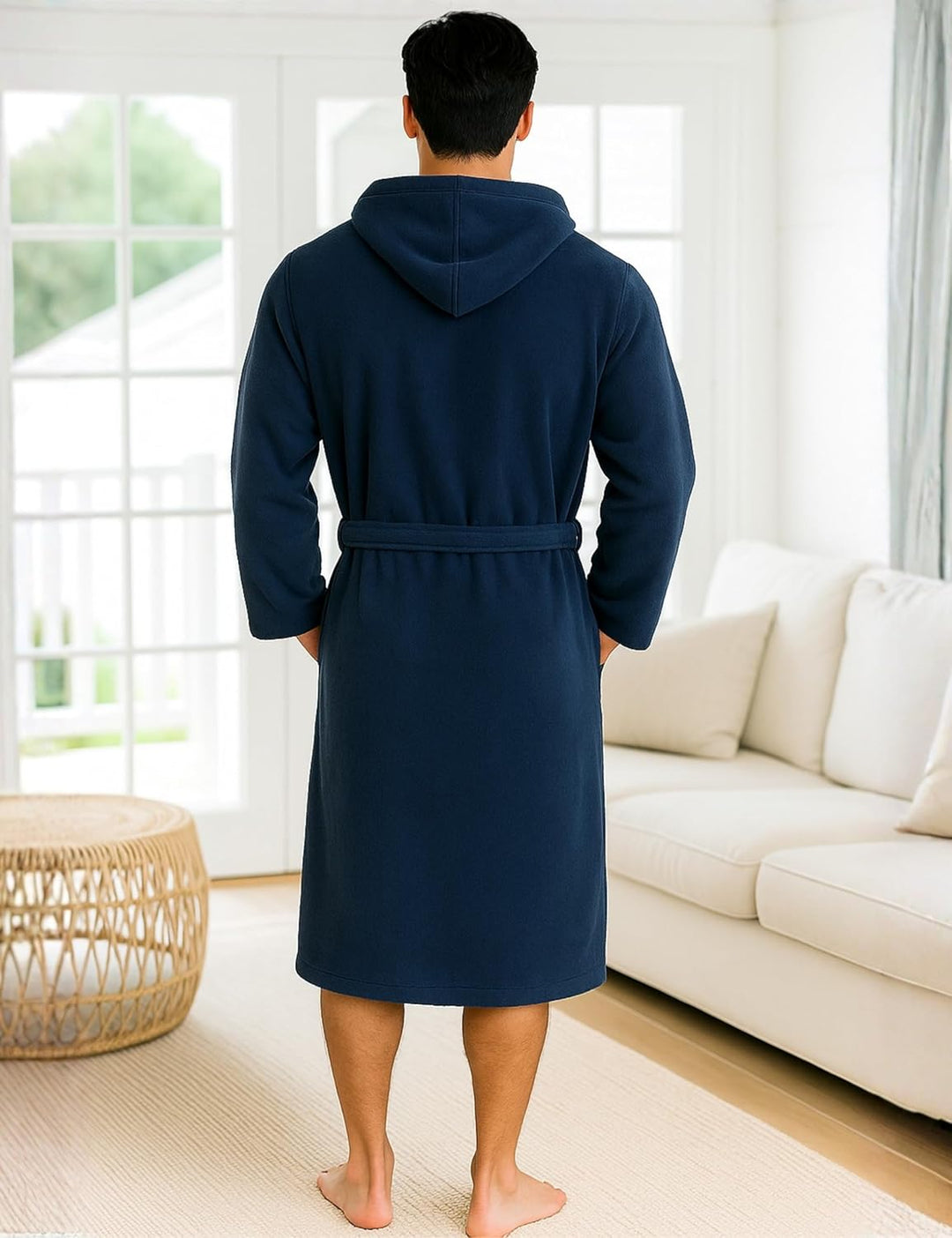 Morgenstern Bademantel Herren Kapuze Frottee 100% Baumwolle Lang Cadiz Salamanca XXL Marine, XXL Mar