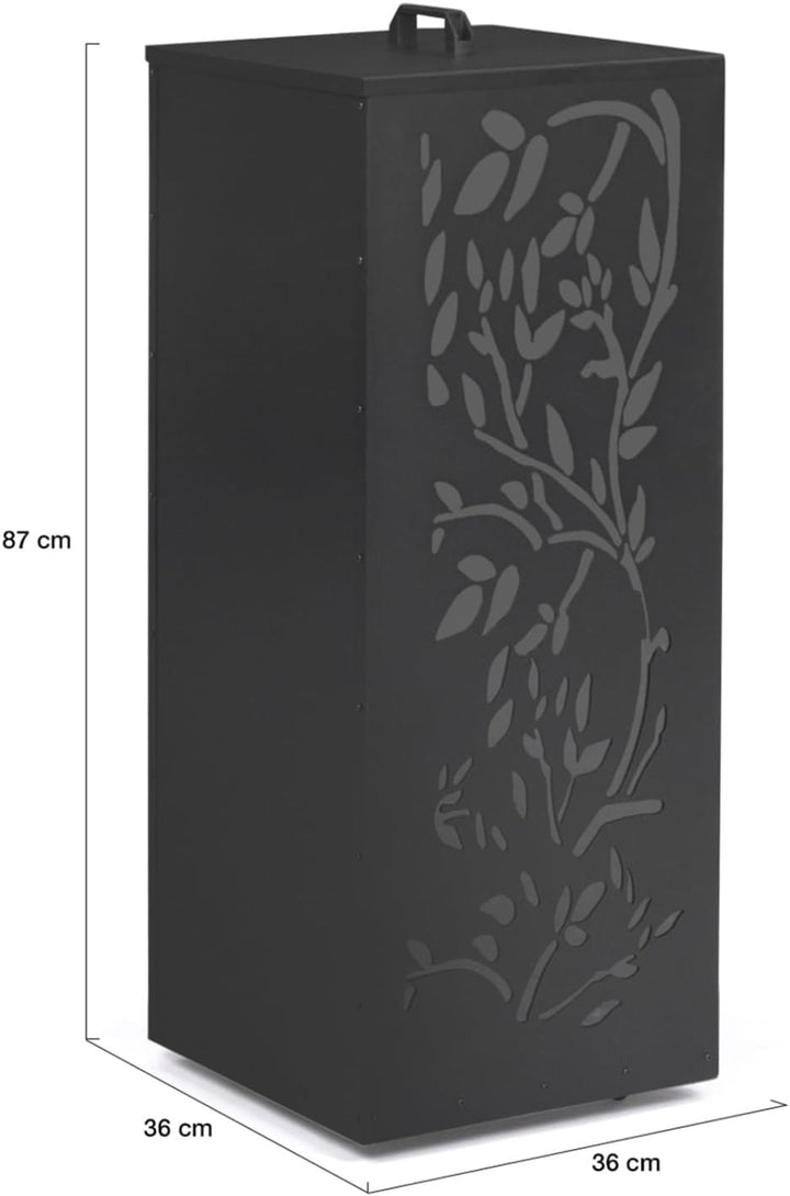 IDMarket - Pelletbehälter 55kg schwarz Pelletspeicher Pelletspeicher 36x36x87cm Blumenmuster