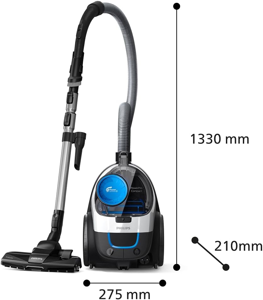 Philips PowerPro Compact Series 3000 Beutelloser Staubsauger – 900 W, Bodenstaubsauger mit HEPA-Filt