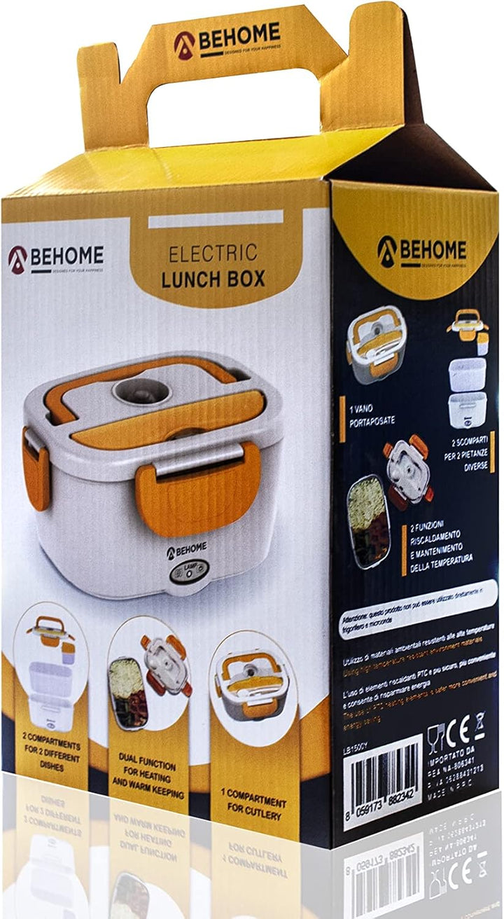 BEHOME Elektrischer Speisewärmer, tragbar, mit 2 abnehmbaren Behältern, 1,5 Liter, Lunchbox mit Best