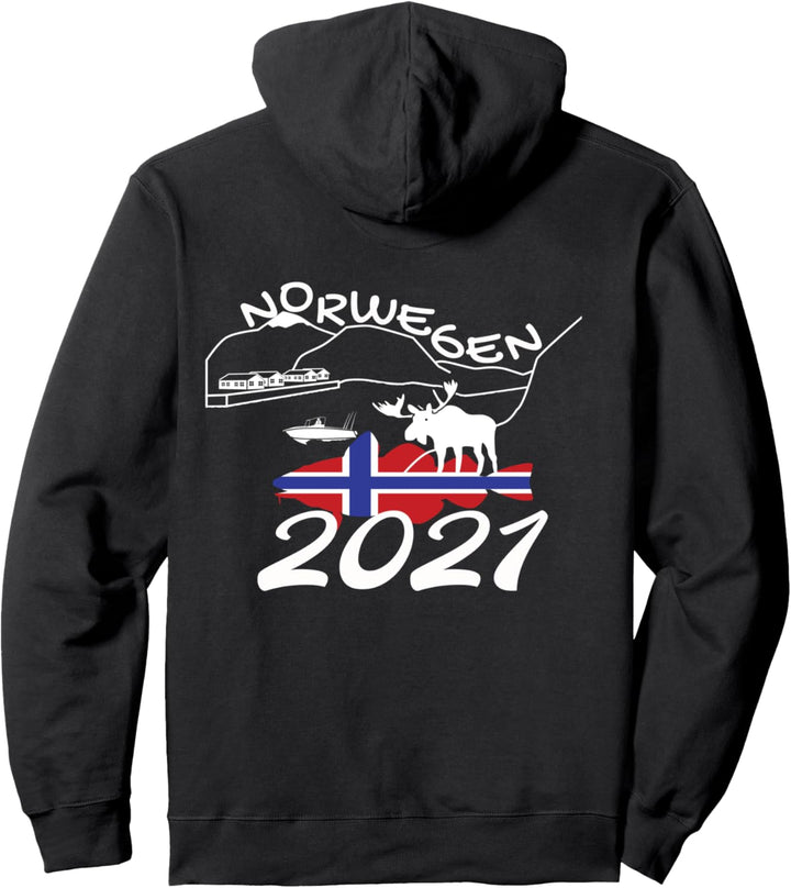 Norwegen 2021 - Dorsch Geschenk für Angler I Meer Elch Tour Pullover Hoodie