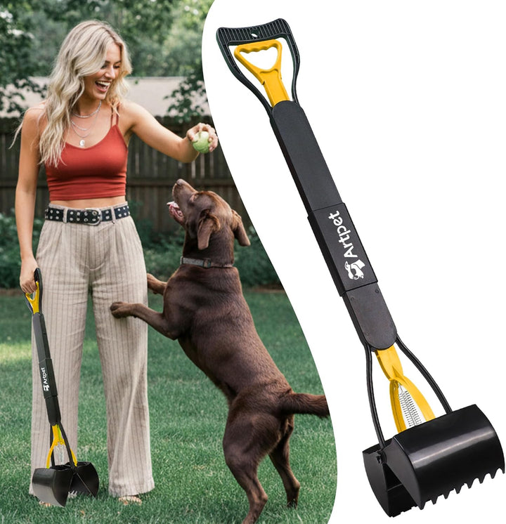 Hundekotsammler mit langem Griff – Faltbare Hundekotschaufel, Kein Bücken, Für Gras, Erde, Sand & Ki