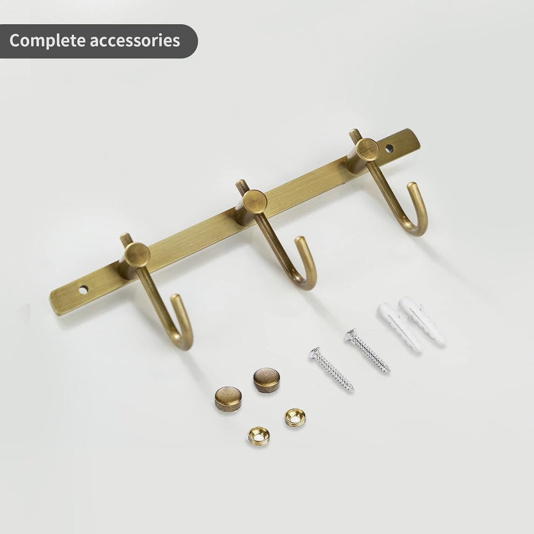WINCASE Wand montiert Messing antik gebürstet Bronze Reihe Haken mit 3 Heavy Duty Europäischen klass