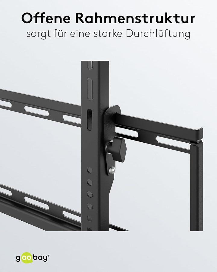 goobay TV-Wandhalterung 43–100 Zoll, neigbar bis 10°, ultraflach 45 mm, VESA 800x400, bis 75 kg – Ba