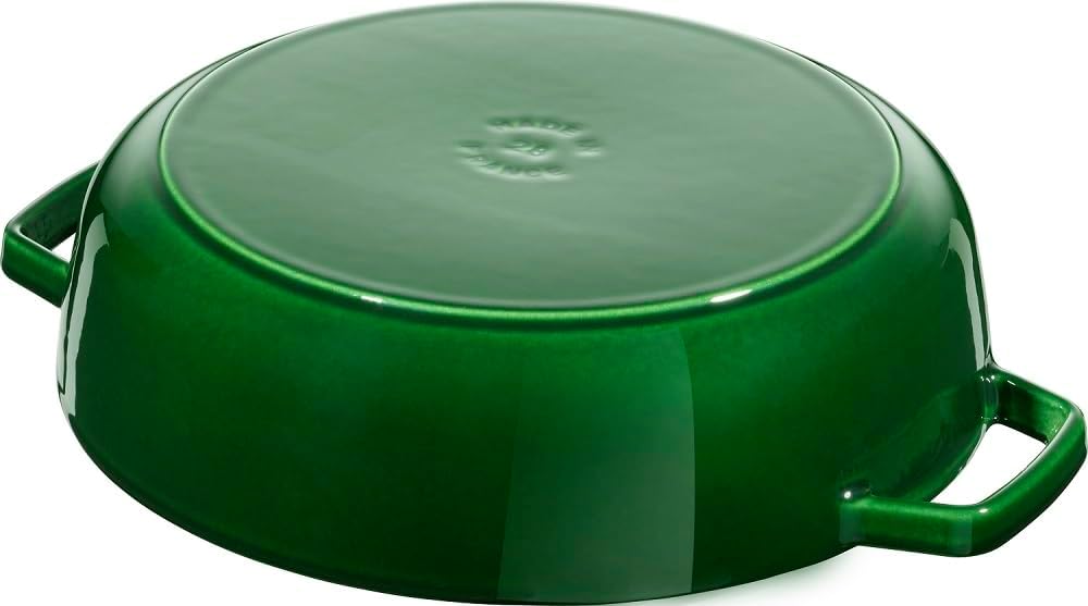STAUB Gusseisen Bräter, Chistera Tropfenstruktur im Deckel, Rund 24 cm, 2,5 L, Basilikumgrün Basilik