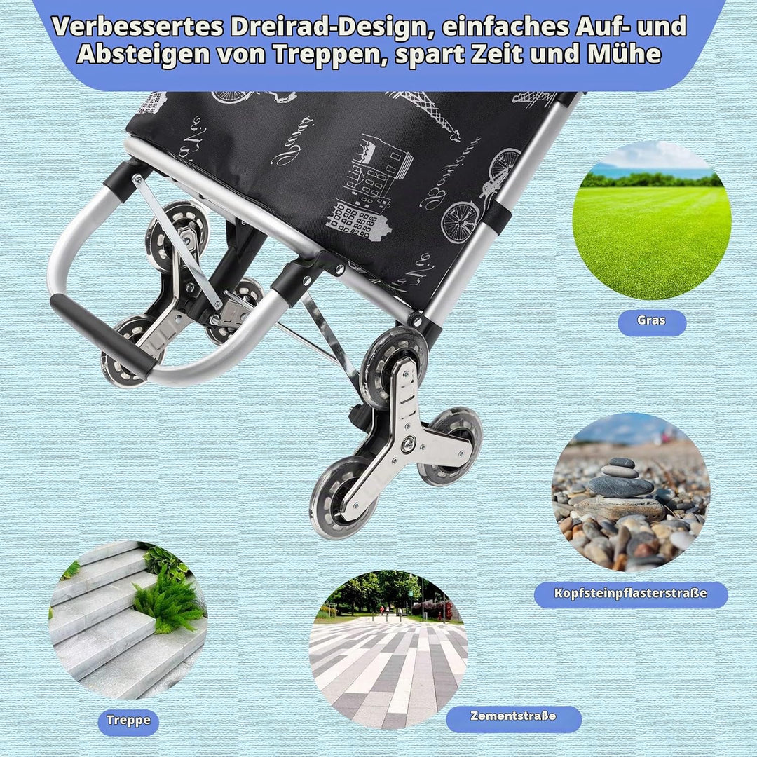 Einkaufswagen mit stabilem Aluminiumrahmen und Abnehmbarer wasserdichter Segeltuchtasche - Der ideal