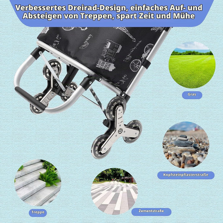 Einkaufswagen mit stabilem Aluminiumrahmen und Abnehmbarer wasserdichter Segeltuchtasche - Der ideal
