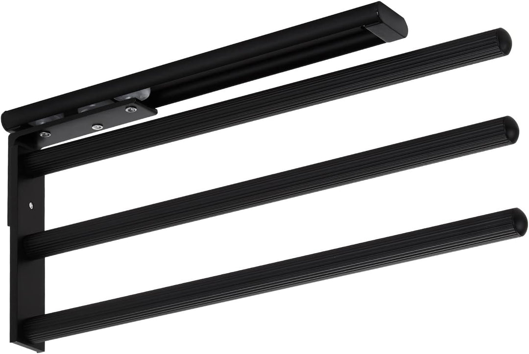SOTECH 2 Stück Aluminium Handtuchhalter TED 3-armig schwarz matt (325-487 mm, ausziehbar, drehbar) T