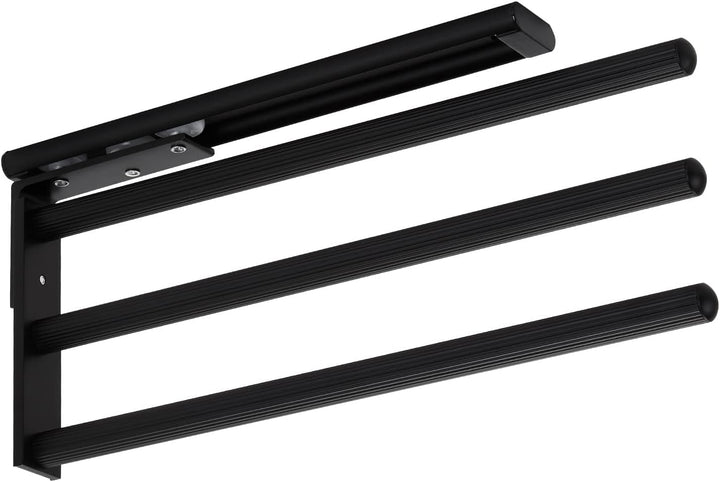 SOTECH 2 Stück Aluminium Handtuchhalter TED 3-armig schwarz matt (325-487 mm, ausziehbar, drehbar) T