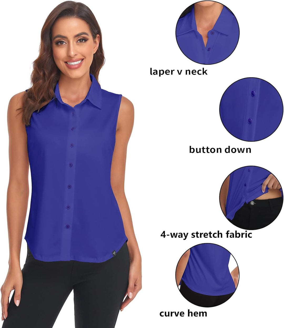 Soneven Bluse Damen Elegant Sport Tank Top mit Kragen Damen Ärmellos Poloshirt Golf Polo Sommer Ober