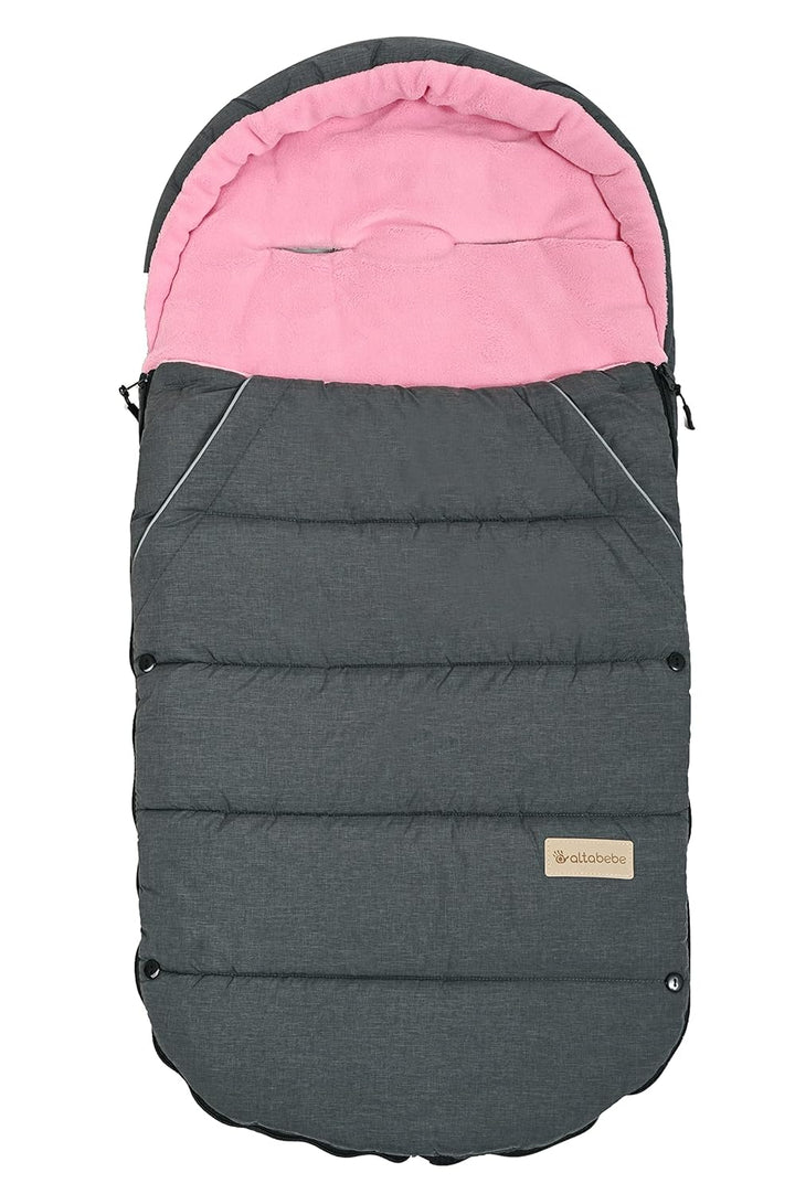 Altabebe AL2281P-78 Winterfusssack für Kinderwagen und Buggy, dunkelgrau/rosa, Dunkelgrau/Rosa