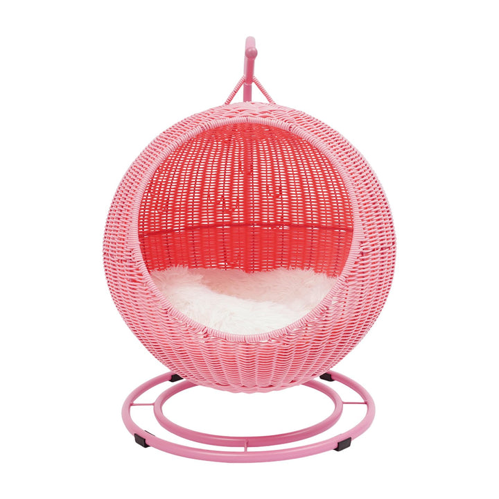 KatzenhäNgematte,Rattan äHnliche HäNgekorb-KatzenhöHle, Freistehend, Gelb Braun Rosa 7,5 Kg Lasten K