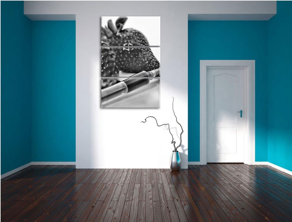 Pixxprint Erdbeeren mit Lebensmittelfarbe als Leinwandbild/Grösse: 3 Teilig (120x80) cm/Wandbild/Kun