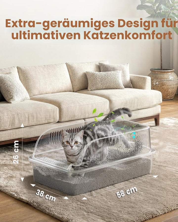 2er Set Katzenklo Edelstahl, Katzentoilette Gross XXL mit Schaufel, Katzenklo mit Abnehmbares Hoher