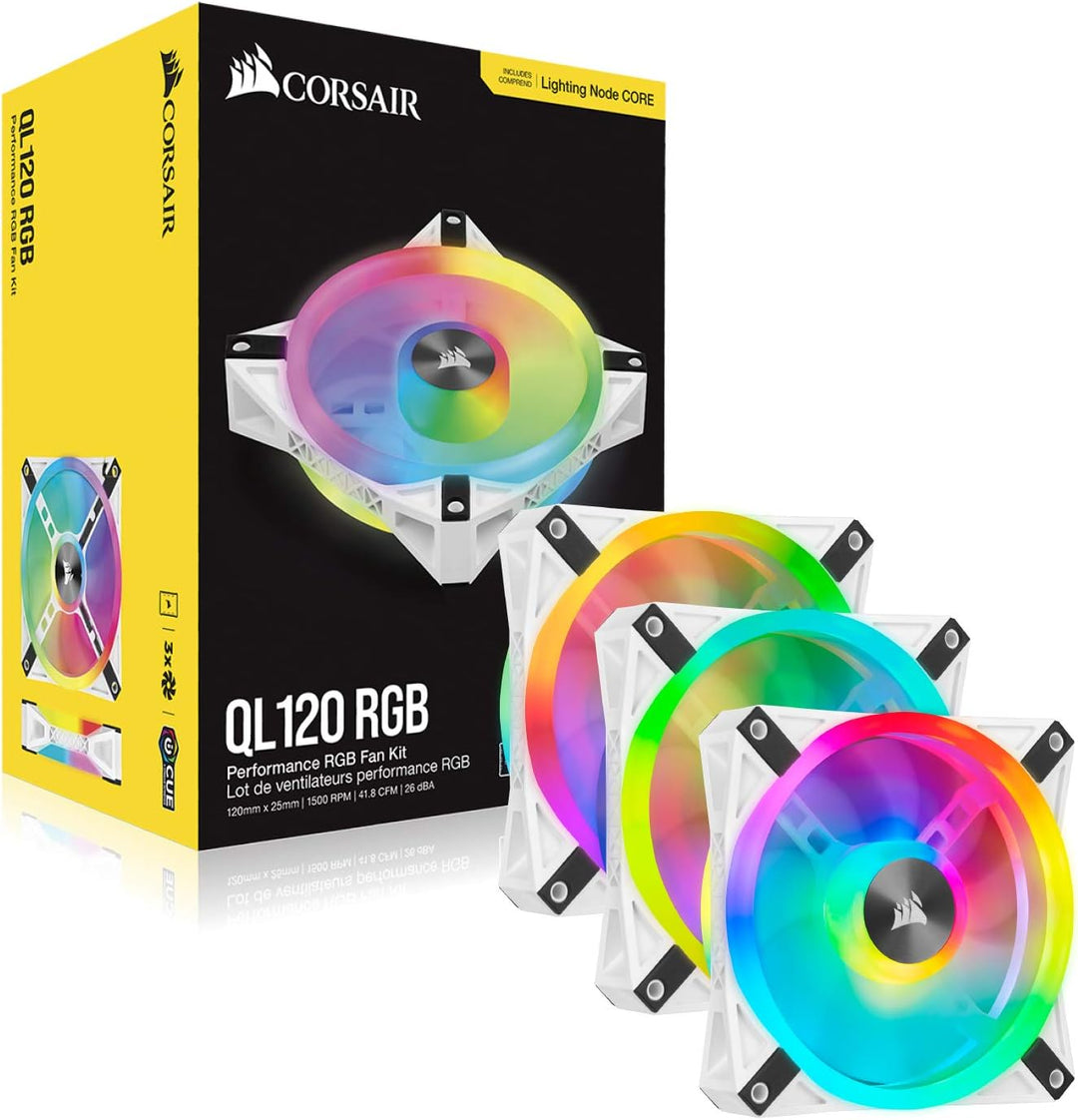 Corsair iCUE QL120 RGB, 120-mm-RGB-LED-PWM-Lüfter (68 Einzeln Ansteuerbare RGB-LEDs, Schwindigkeiten