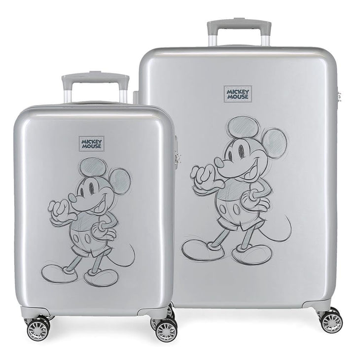Disney Mickey 100 Kofferset Grau 55/68 cm Starres ABS Seitenkombinationsschloss 104L 6 kg 4 Doppelro
