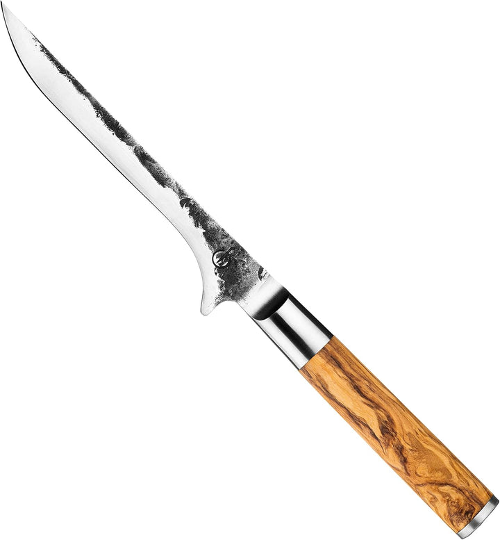 Forged Olive Ausbeinmesser, 15cm, handgefertigt, in Holzkiste