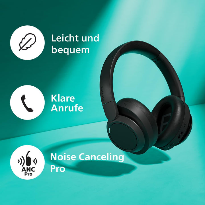 PHILIPS TAH6509BK/00 Noise Cancelling Over-Ear Wireless Bluetooth Kopfhörer - Hervorragende Gespräch