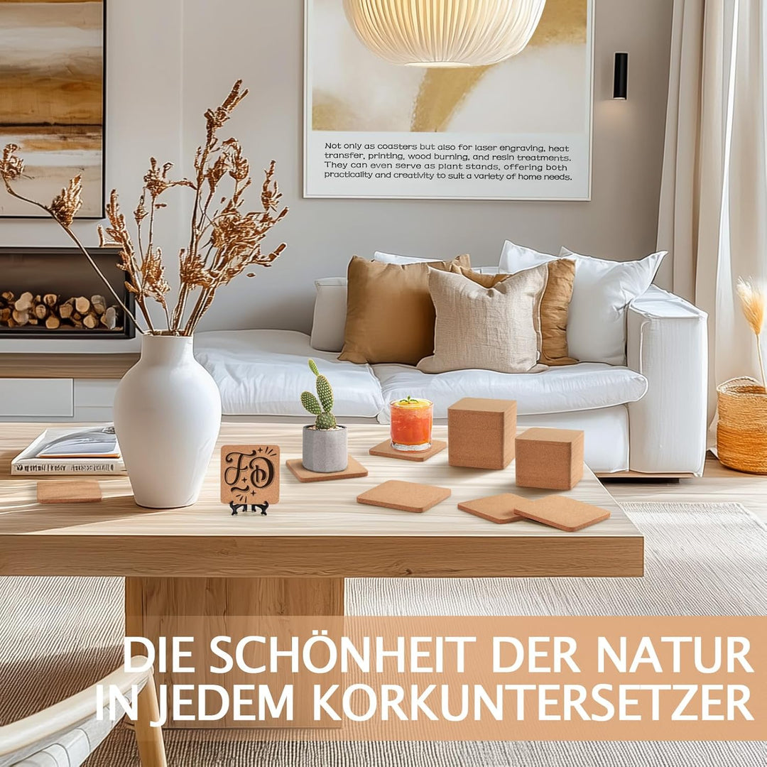 60 Stück Korkuntersetzer für Getränke, GOH DODD Saugfähige Blanke Untersetzer für Deko, Geeignet für