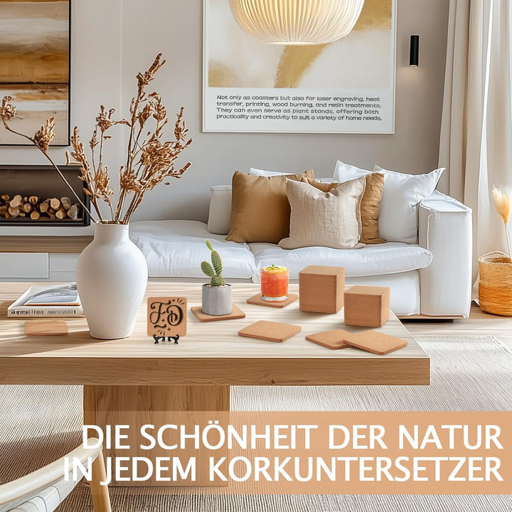 60 Stück Korkuntersetzer für Getränke, GOH DODD Saugfähige Blanke Untersetzer für Deko, Geeignet für
