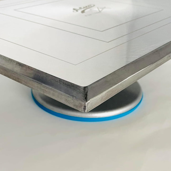 Ateco Drehbarer Kuchendekorationsständer, 614 rechteckig, Aluminiumsockel, Weiss #614 Rectangle, Alu
