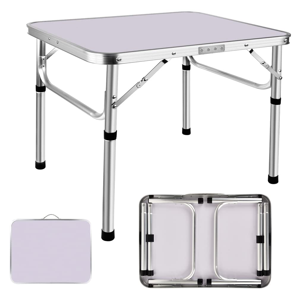 Klapptisch, höhenverstellbar, Picknicktisch, tragbarer Aluminium-Schreibtisch mit Griff, MDF-Tischpl