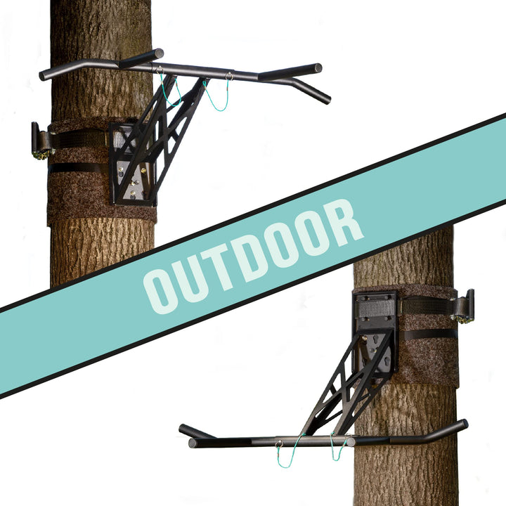 PULLUP & DIP Premium Klimmzugstange und Dip Stange, Mobil für Wand und Befestigung an Baum & Pfosten